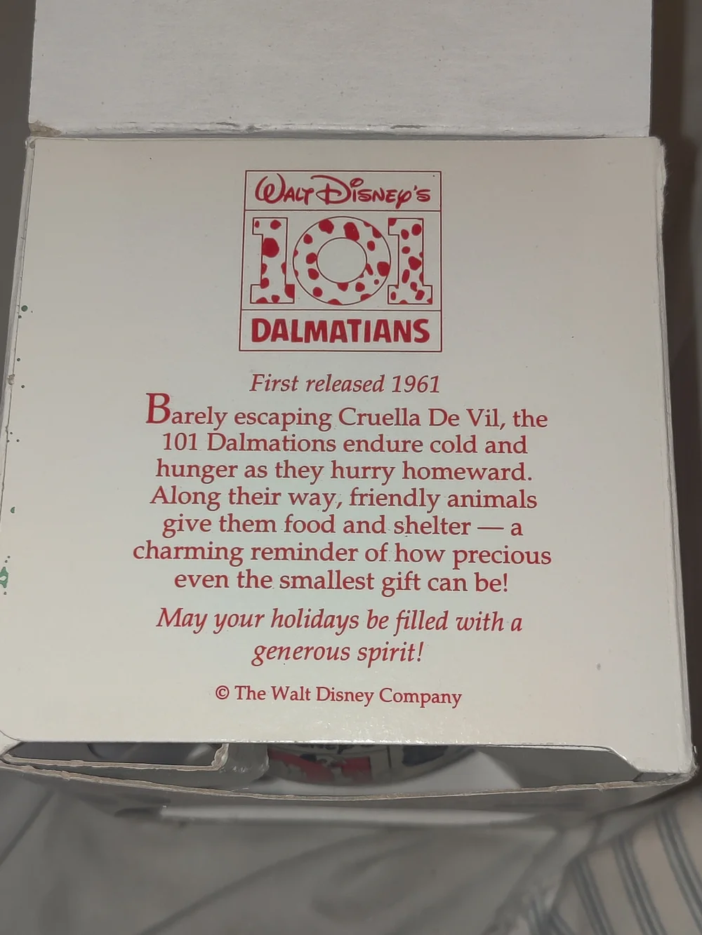 Disney 101 Dalmatians White Black Red Christmas Ornament